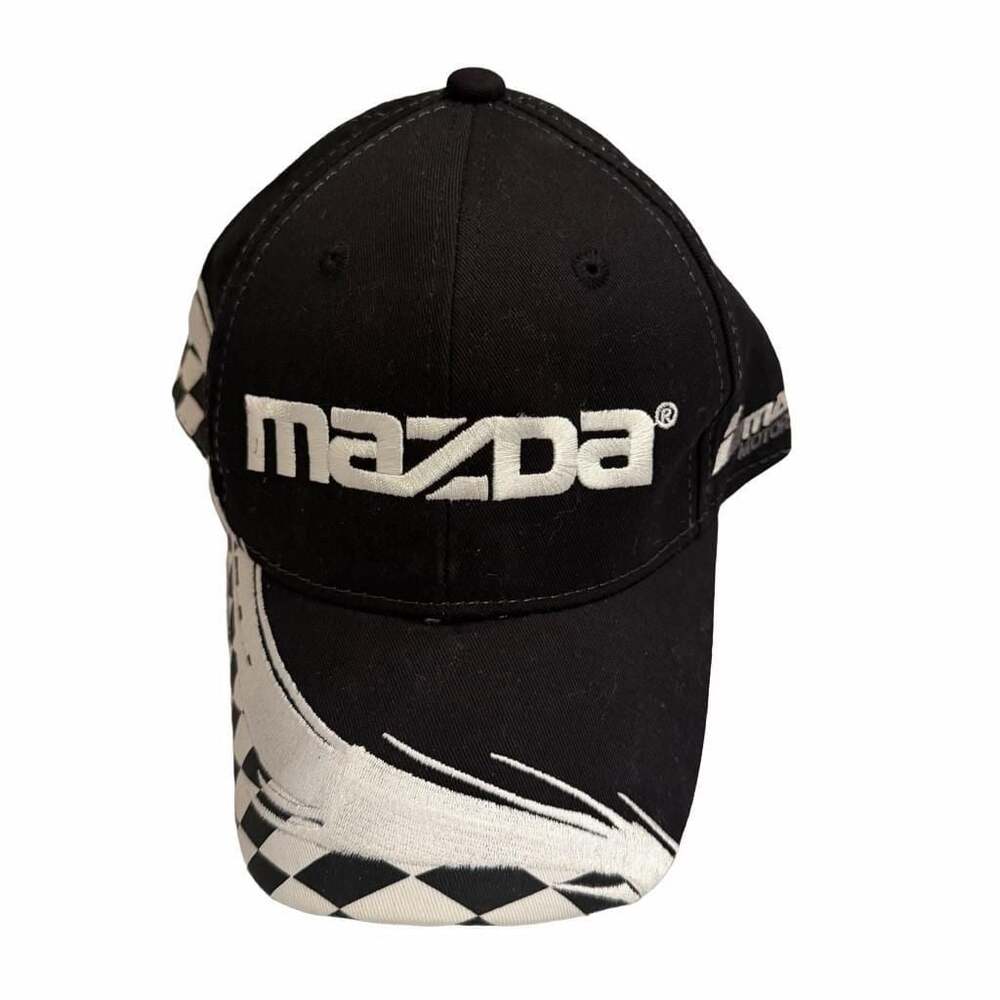 Mazda Motorsports Black and White Checkered Racing Baseball Hat